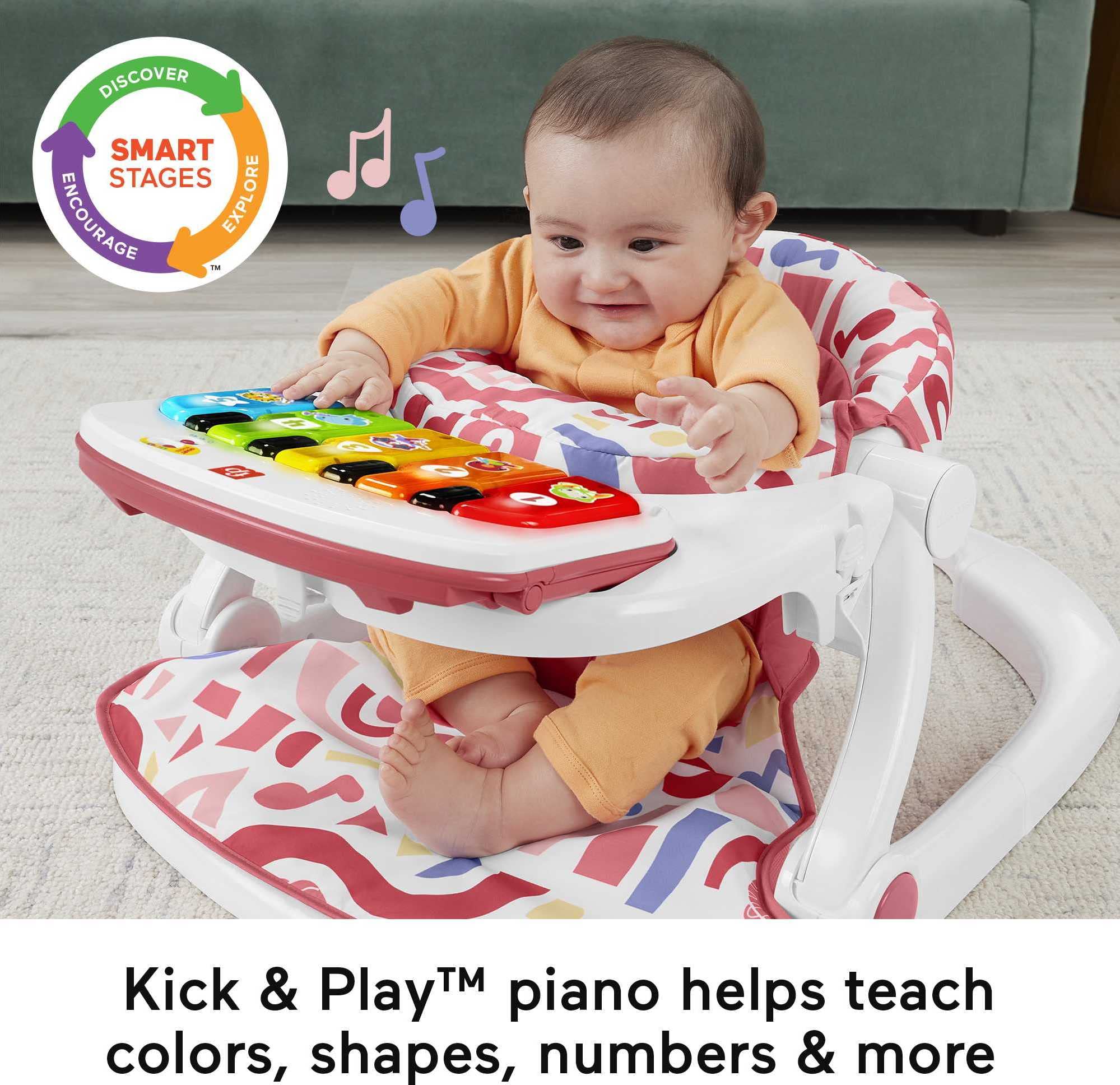Fisher-Price Seggiolone Portatile Deluxe Sit-Me-Up - Scimmia Viola Con Pianoforte Musicale E Vassoio - Da Neonato A Bambino, Pieghevole