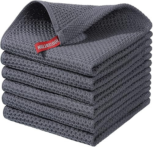 Miniatura 14 de Toallas de cocina 100% algodón, suaves y absorbentes, de secado rápido, para cocina, 13 x 28 pulgadas, paquete de 4, gris oscuro