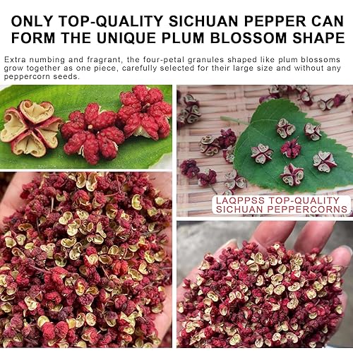Miniatura 4 de LAQPPSS Granos de pimienta Sichuan prémium de 8 onzas (8.04 oz). Tiene gránulos grandes con forma de flor de ciruelo y es el entre los granos de