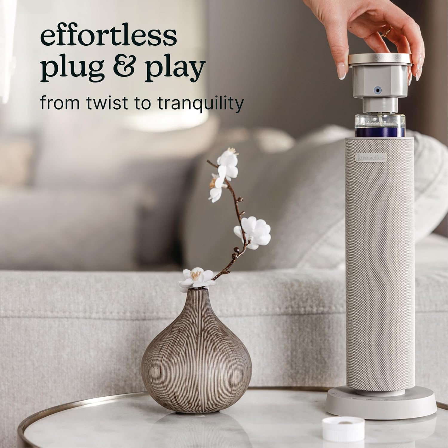 Homedics SereneScent Waterless Diffuser Oil Refill — Gilded Amber & Tonka (120ml). Warm & Luxurious Home Fragrance. Compatible with SereneScent Diffusers. Easy Twist Plug & Play