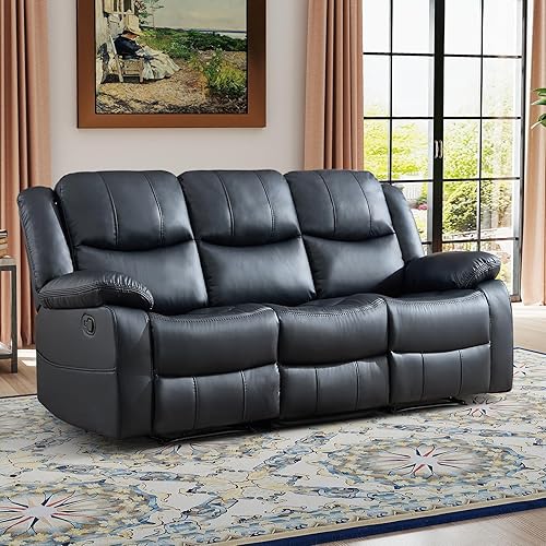 Vista 12 de EBELLO Juego de sofá reclinable manual de 2 piezas, juego de sofá reclinable de piel sintética para sala de estar, incluye sofá reclinable de dos