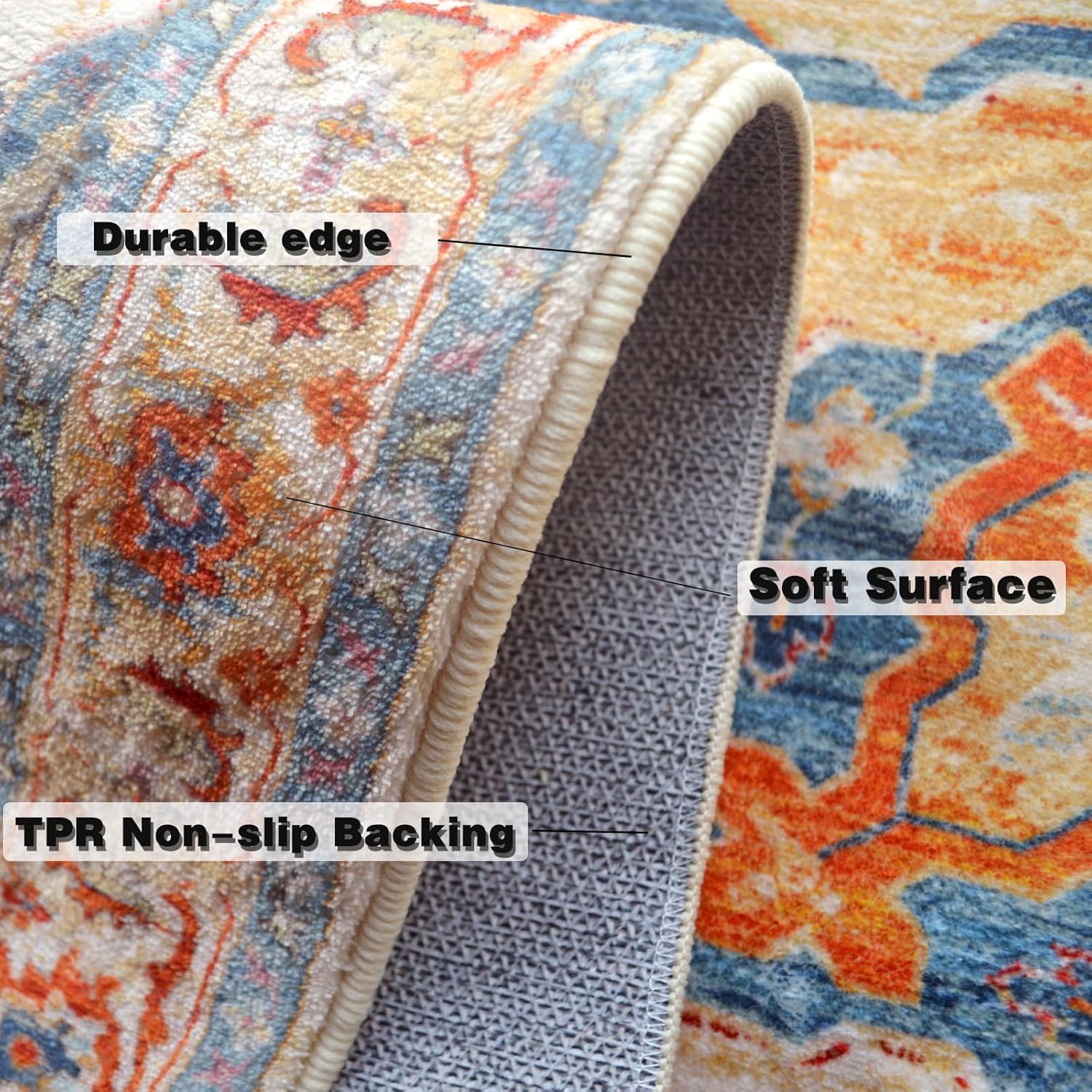 Yancorp 2’x3′ Boho Area Rug for Bedroom Non Slip Washable
