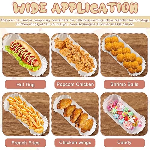 Miniatura 5 de Sherr 2000 bandejas de papel para perros calientes de 6 pulgadas, color blanco, bandeja rectangular acanalada para comida para perros calientes,