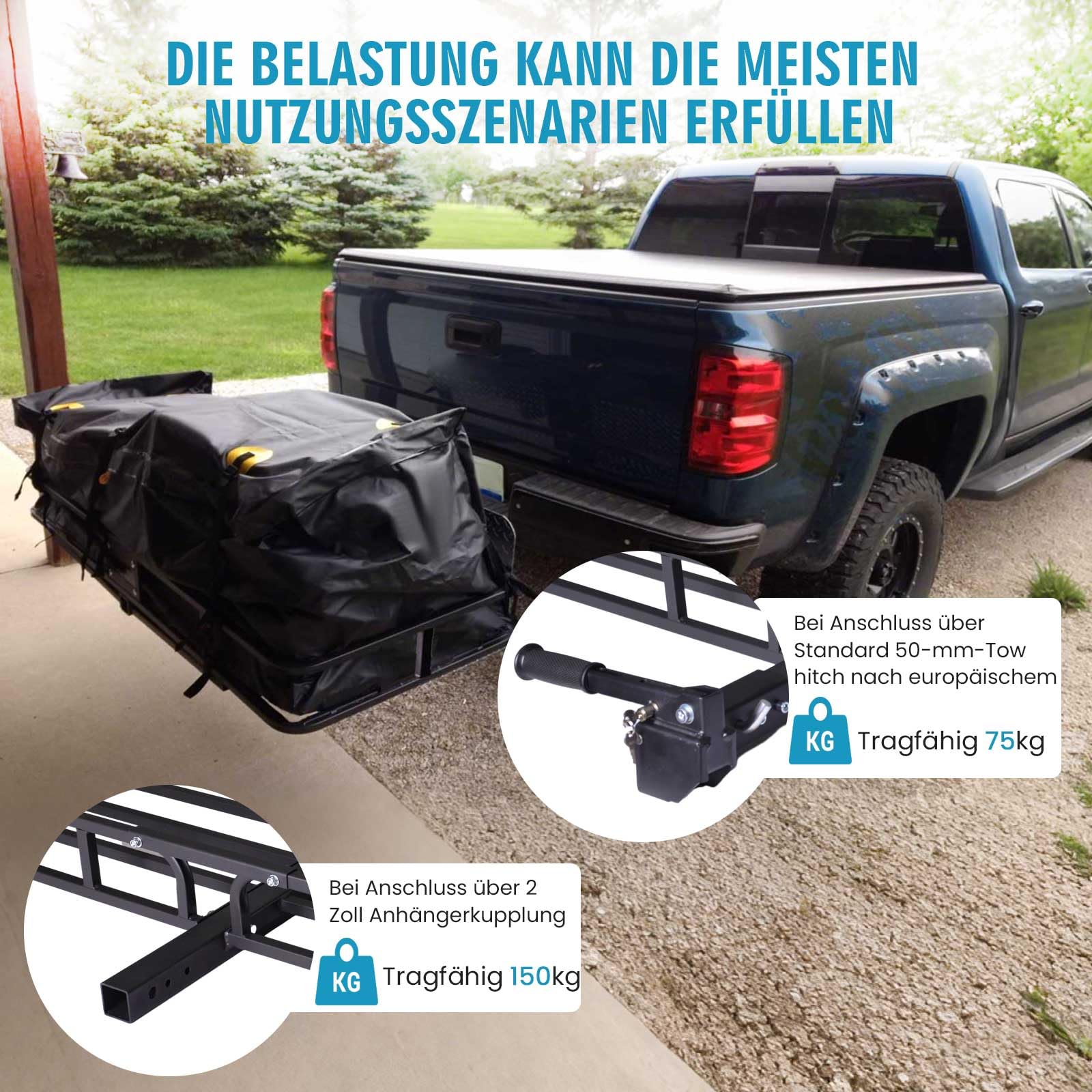 Heckträger für Anhängerkupplung 152x61x15cm,Wildträger Heckträger mit Montagekupplung,Suitable for Tow Hitch (Anhängerkupplung),Einsetzbar in ATV, PKW, SUV.Hoflader