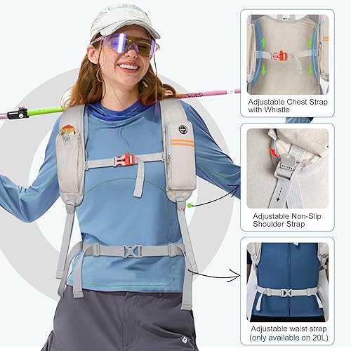 Miniatura 81 de FIORETTO Mochila de senderismo de 15L para mujeres y hombres, mochila mini plegable, ligera, pequeña mochila de día para camping, viaje, al aire