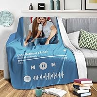 Vista 19 de Manta personalizada con escaneo de imágenes, código de Spotify, foto negra, manta de forro polar personalizada, manta suave, diseño de tu propia