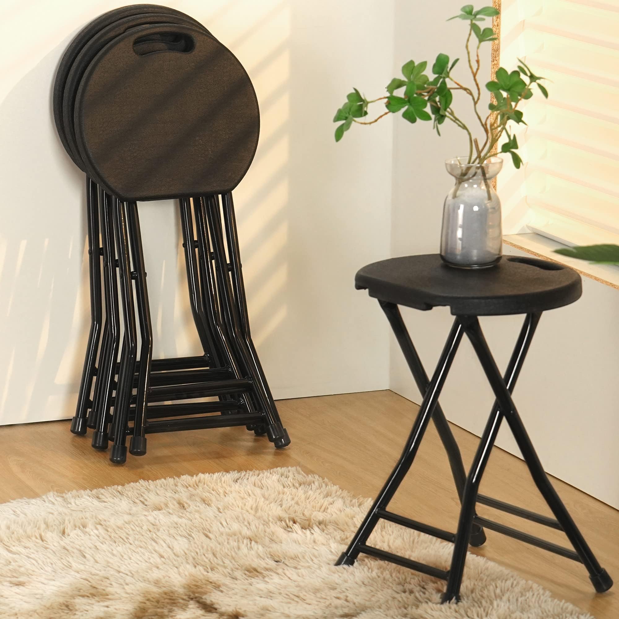 Giantex Set of 4 Folding Stool, Round Foldable Bar Stools