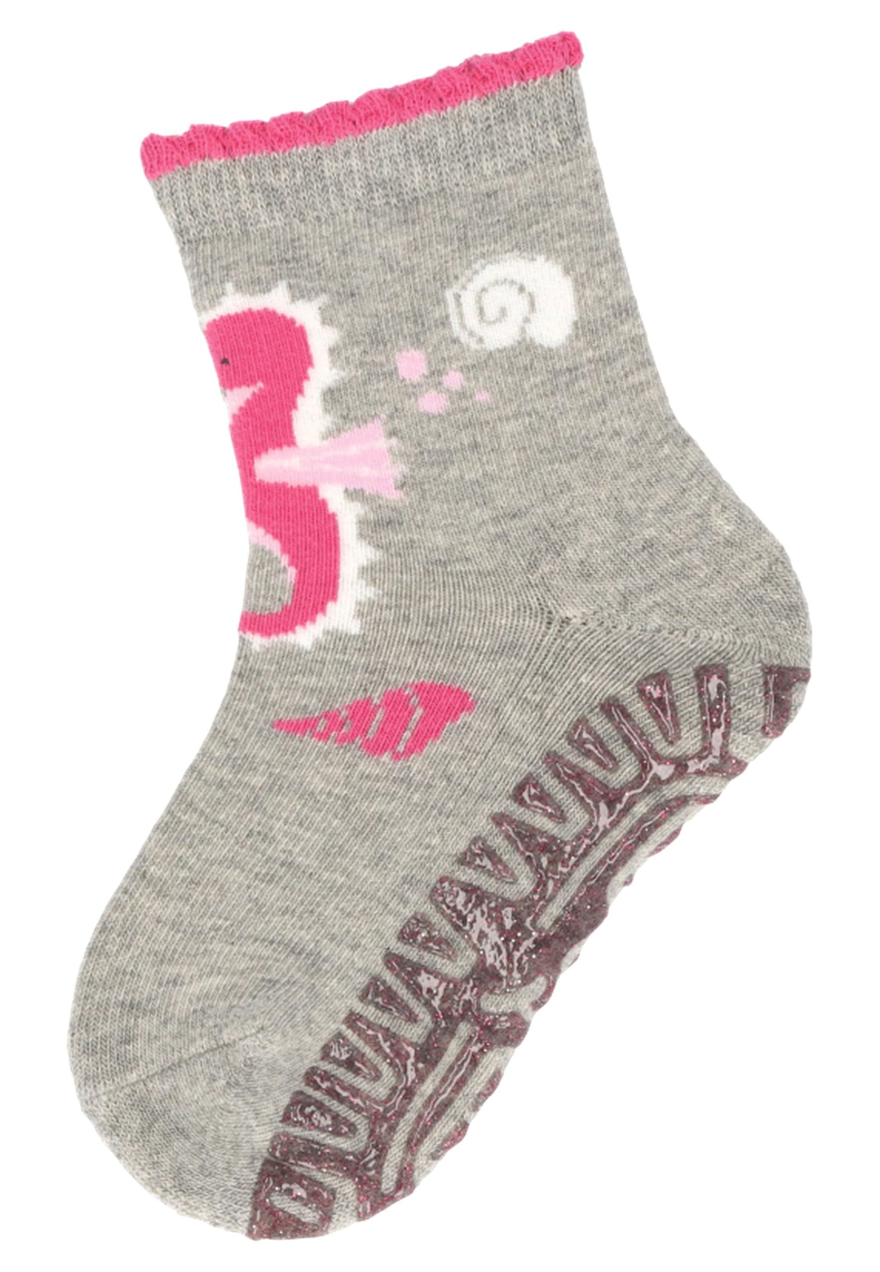 Sterntaler Glitzer Flitzer AIR 2er Pack Seepferd - Baby Fliesen Flitzer für Mädchen im Doppelpack - Stoppersocken mit rutschfester Sohle - Fliesensocken mit Motiven