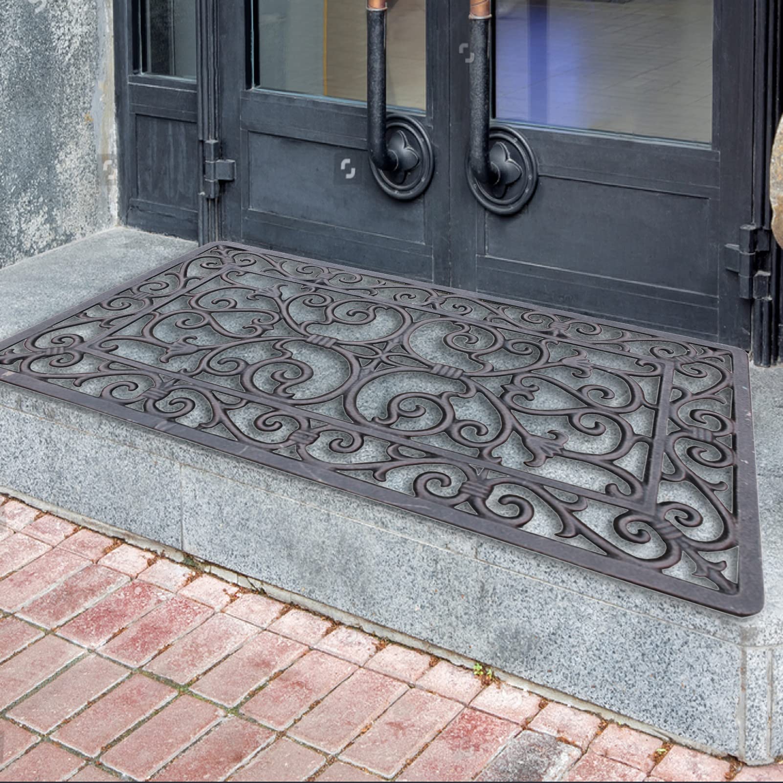 ZALN Large Doormat for Front Door - Heavy Duty Cast Iron Entrance Mats Shoe Scraper for Home Garden Patio - Rectangle Welcome Mat