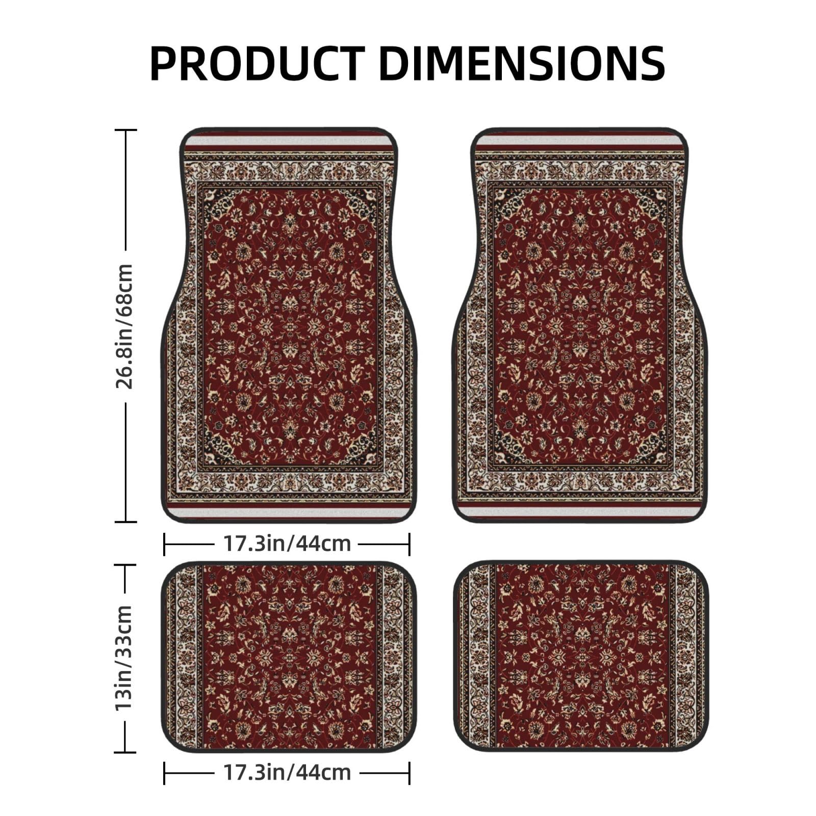 SHANGYINGJI Rust Red Oriental Rug 4 Pieces Car Floor Mats Car Carpets Full Sets Universal Fit for SUV — view 2