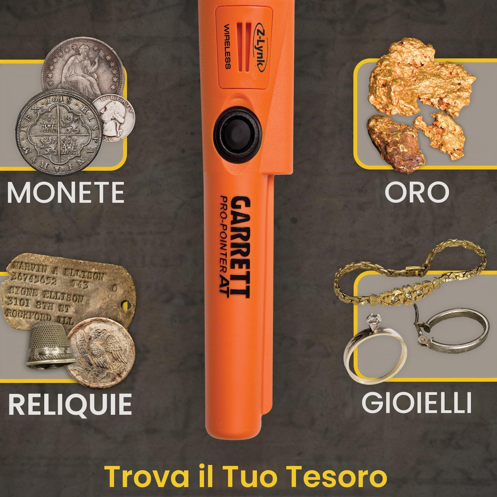 Pinpointer Garrett Propointer at Z-LYNK Metal Detector Centralizzatore Impermeabile fino a 6 m IP68 Arancione