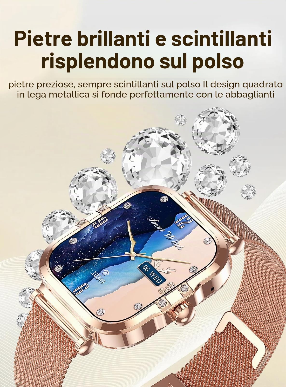 SUPEROFFERTA SCORTE FINALI 2026 1.75 pollici con schermo a colori HD AMOLED 390 * 450 con funzione NFC gestione mestruale Smartwatch da donna per donna. (Argento)