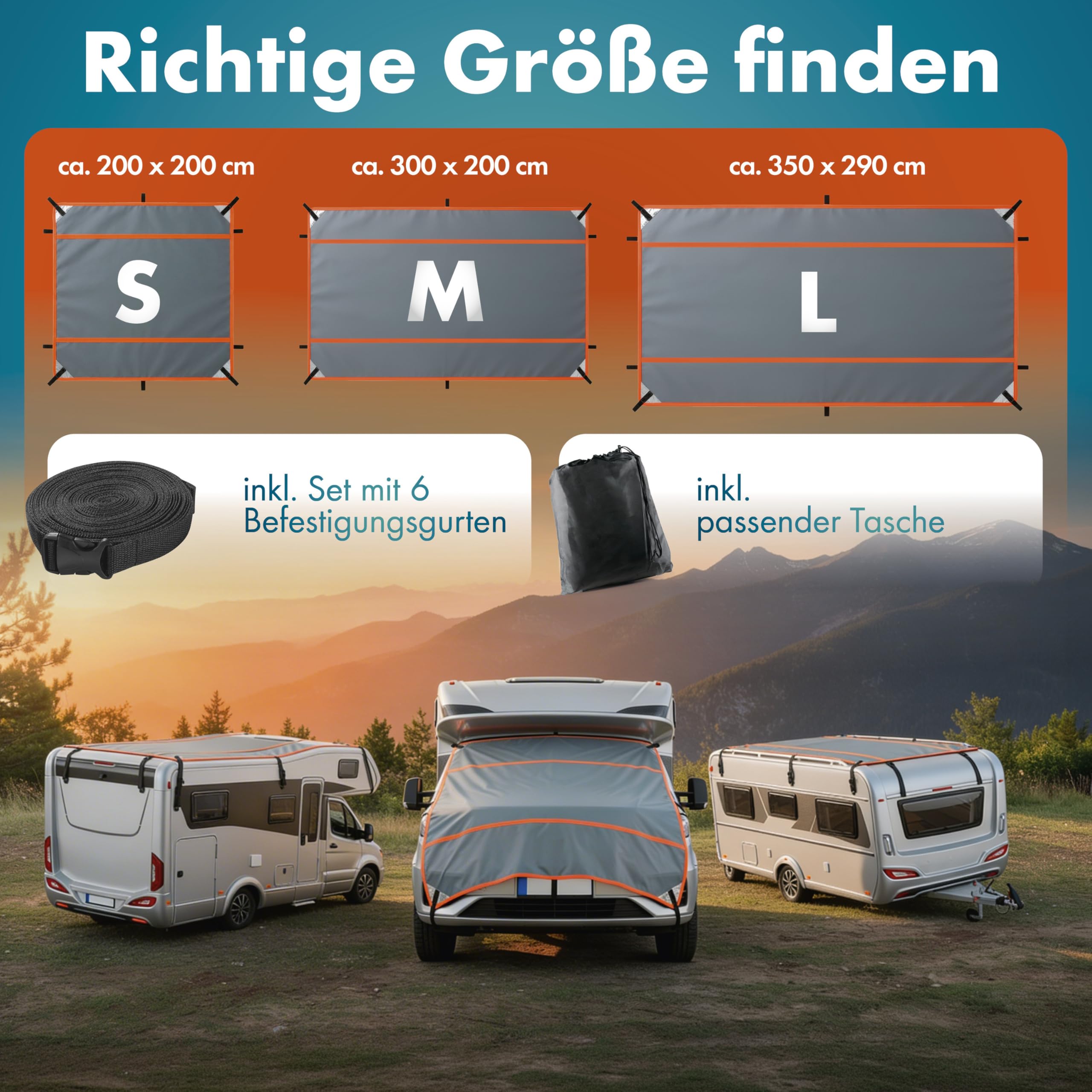 WALSER Hagelschutz Abdeckplane Wohnmobil/Wohnwagen, Hagel-Wohnmobilabdeckung Perma Protect, Hagelschutzgarage Universalgröße, Wohnwagen Abdeckung Universalgröße - Größe L (350 x 290 cm) grau