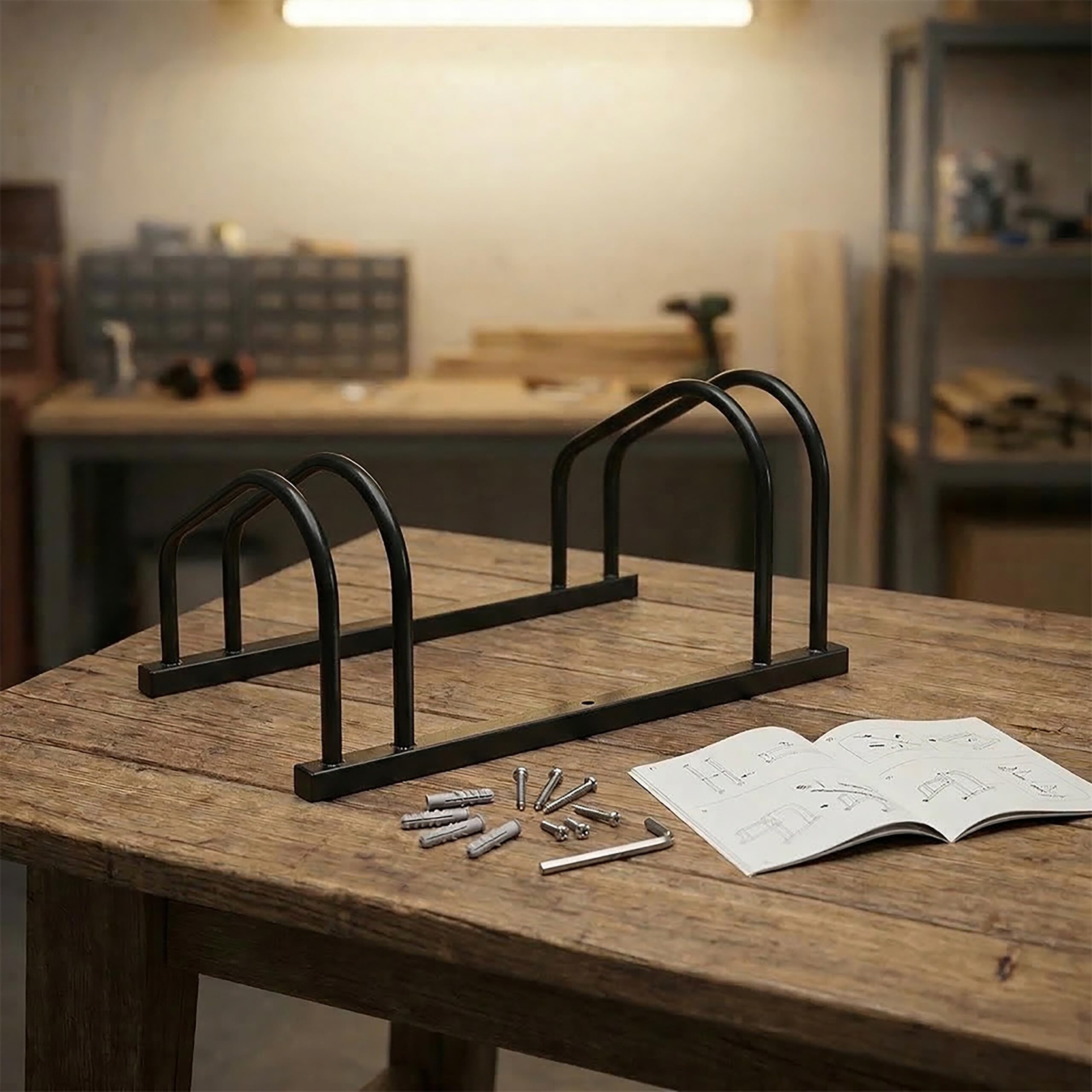 Relaxdays soporte bicicletas suelo/pared, 3 bicis, ruedas hasta 65 mm, garaje/patio, aparcamiento en fila, acero negro