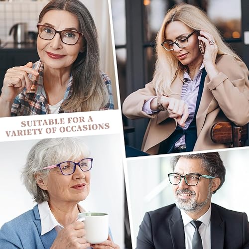 Miniatura 4 de Przene Paquete de 4 lentes de lectura con bloqueo de luz azul, lectores de ojo de gato para mujeres y hombres con bisagra de resorte