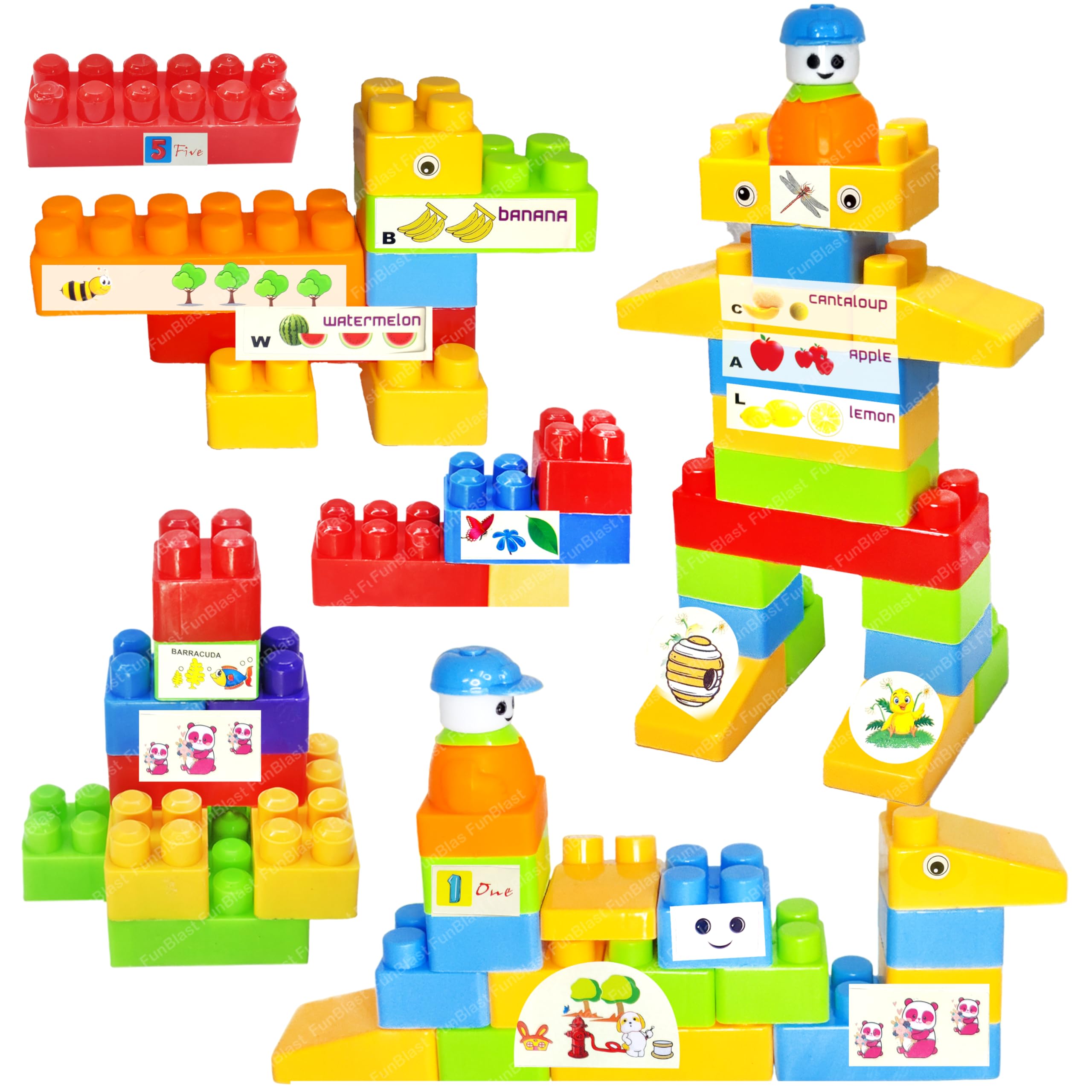FunBlast Building Blocks for Kids - DIY Plastic Building Blocks for Kids Puzzle Games for Kids, Toys for Children Educational & Learning Toy for 3+ Years Kids, Girls & Boys (36 Pcs-Multicolor) (B0CMQJ3QY2) Amazon Price History, Amazon Price Tracker