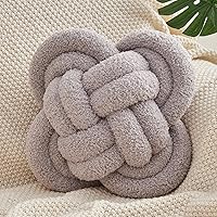 Vista 20 de Xiashrk - Almohada de nudo en forma de bola, almohadas decorativas suaves de 12" para sofá, cama, almohada de lujo en tono marfil blanco con nudo