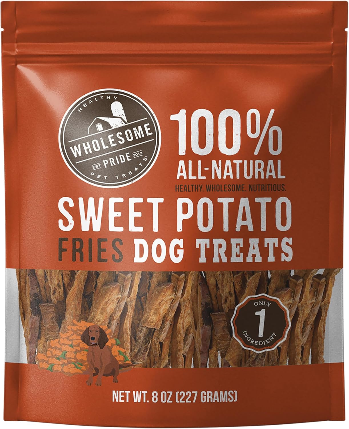 best by 09/14/25 Wholesome Pride, 100% All-Natural Single Ingredient, Soft, USA-Sourced Dog Treats, Sweet Potato Fries 8oz Sweet Potato Fries 8 Ounce (Pack of 1)