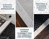 Vista 4 de Bisel doble de umbral de mármol pulido de carrara blanco italiano para transiciones de piso (4 x 24 pulgadas)