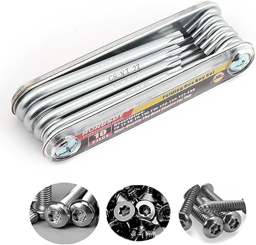 Miniatura 5 de HORUSDY Juego de llaves de estrella a prueba de manipulaciones (plegable) Juego de llaves de seguridad Torx. Los tamaños incluyen T-6 a T-30