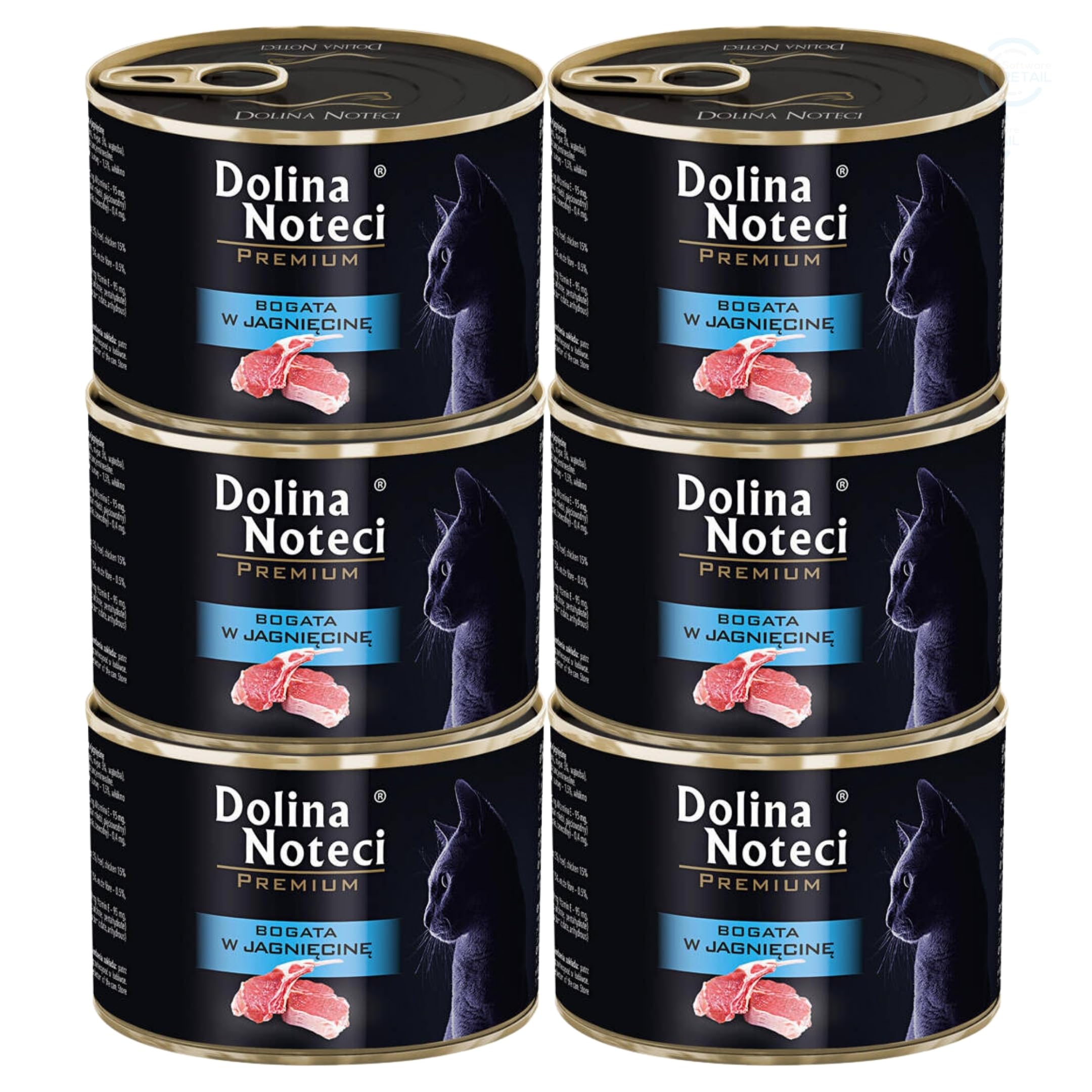 Dolina Noteci Premium Moist & Juicy Wholesome Grain-Free Cat Food - Natural Meat Recipes Enriched with Vitamins & Minerals for Happy, Healthy Cats! (Lamb, 6x185g)