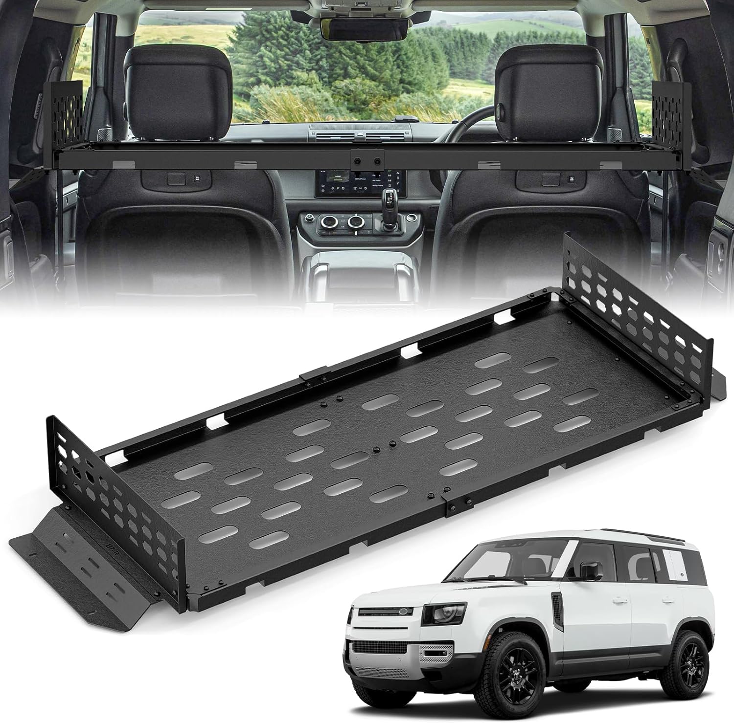 Rear Trunk Cargo Rack Basket Compatible with 2020-2026 Land Rover Defender, Interior Storage Luggage Carrier Tray Shelf Stand Organizer (Heavy Duty 350 LBS, Black)