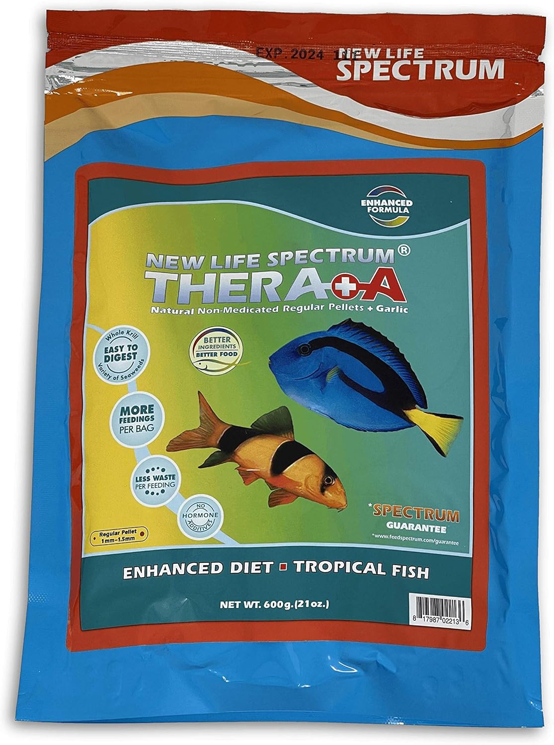 New Life Spectrum Thera+A Regular 1mm Pellet Fish Food for Fresh & Saltwater Fish 600g