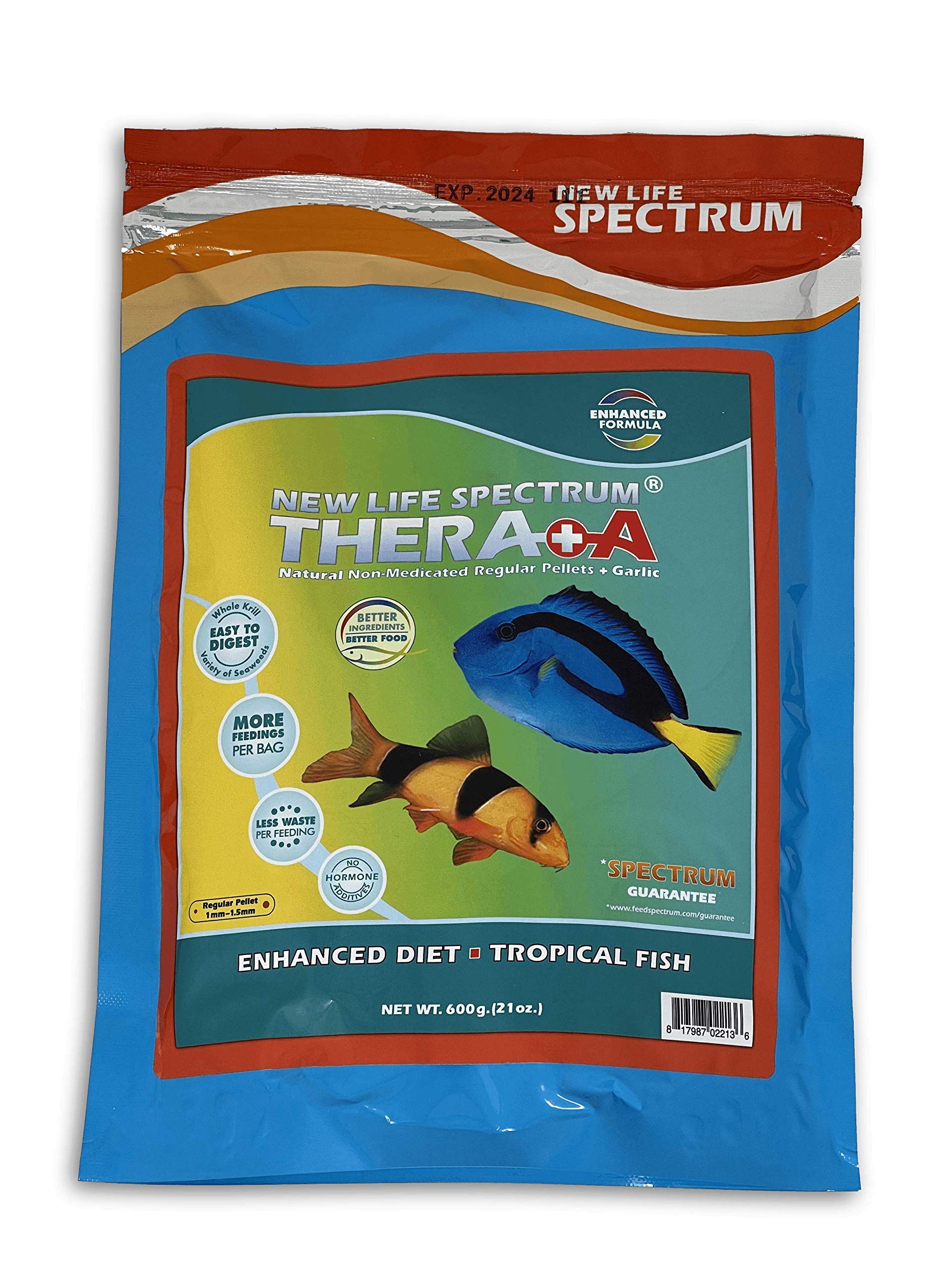 New Life Spectrum Thera+A Regular 1mm Pellet Fish Food for Fresh & Saltwater Fish 600g