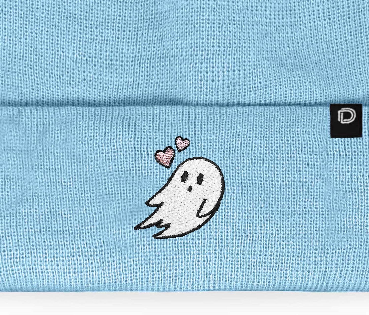 DALIX Heartly Ghost Embroidered Beanie Hat Knit Cap Cold Weather Womens