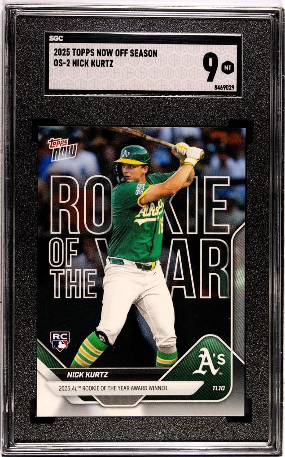 Graded 2025 Topps Now Nick Kurtz #OS2 Offseason Rookie RC Baseball Card SGC 9 Mint