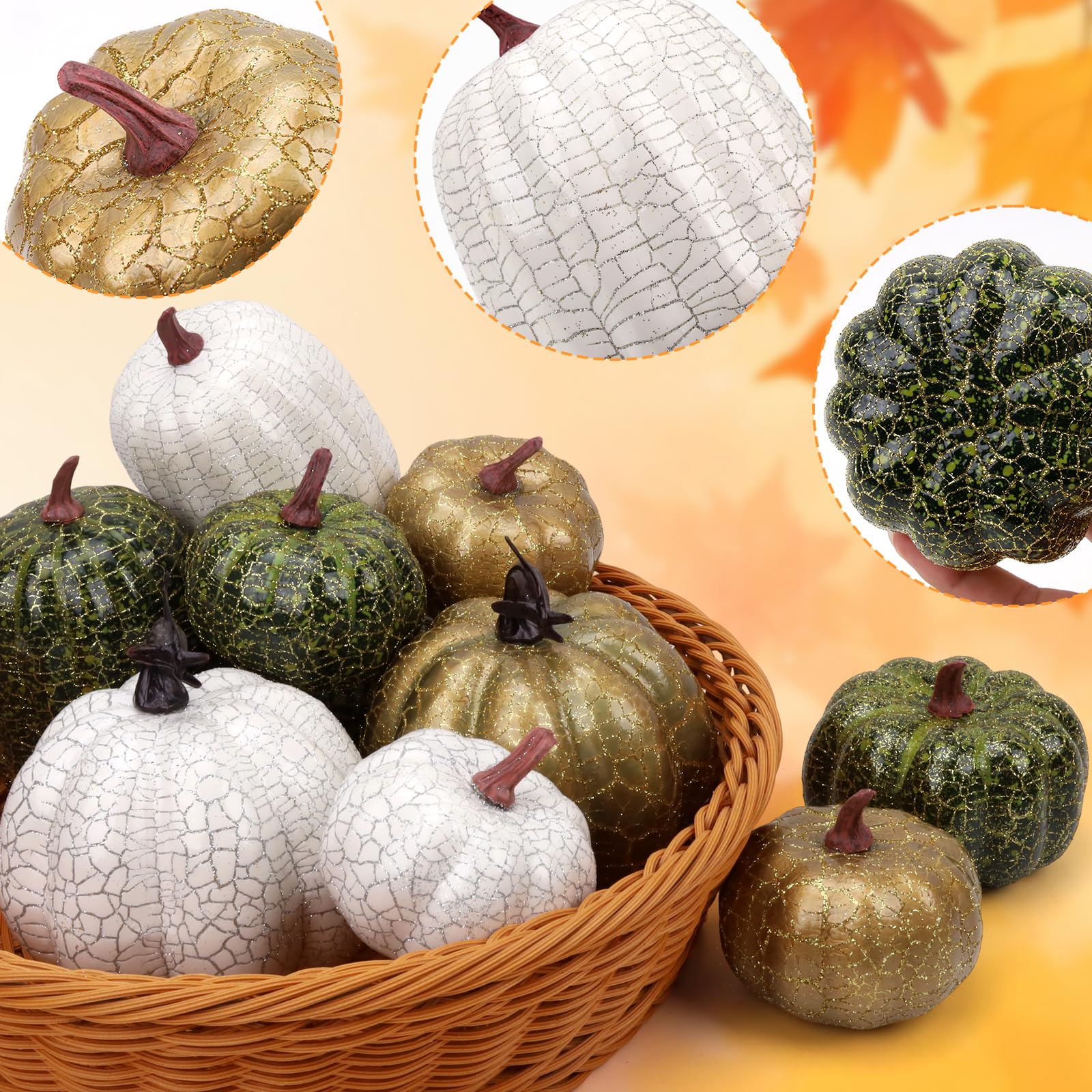 10 Pcs Artificiel Faux Citrouilles Mousse Simulation Automne Automne Récolter Ferme Cuisine Halloween Décoratif - Couleur aléatoire