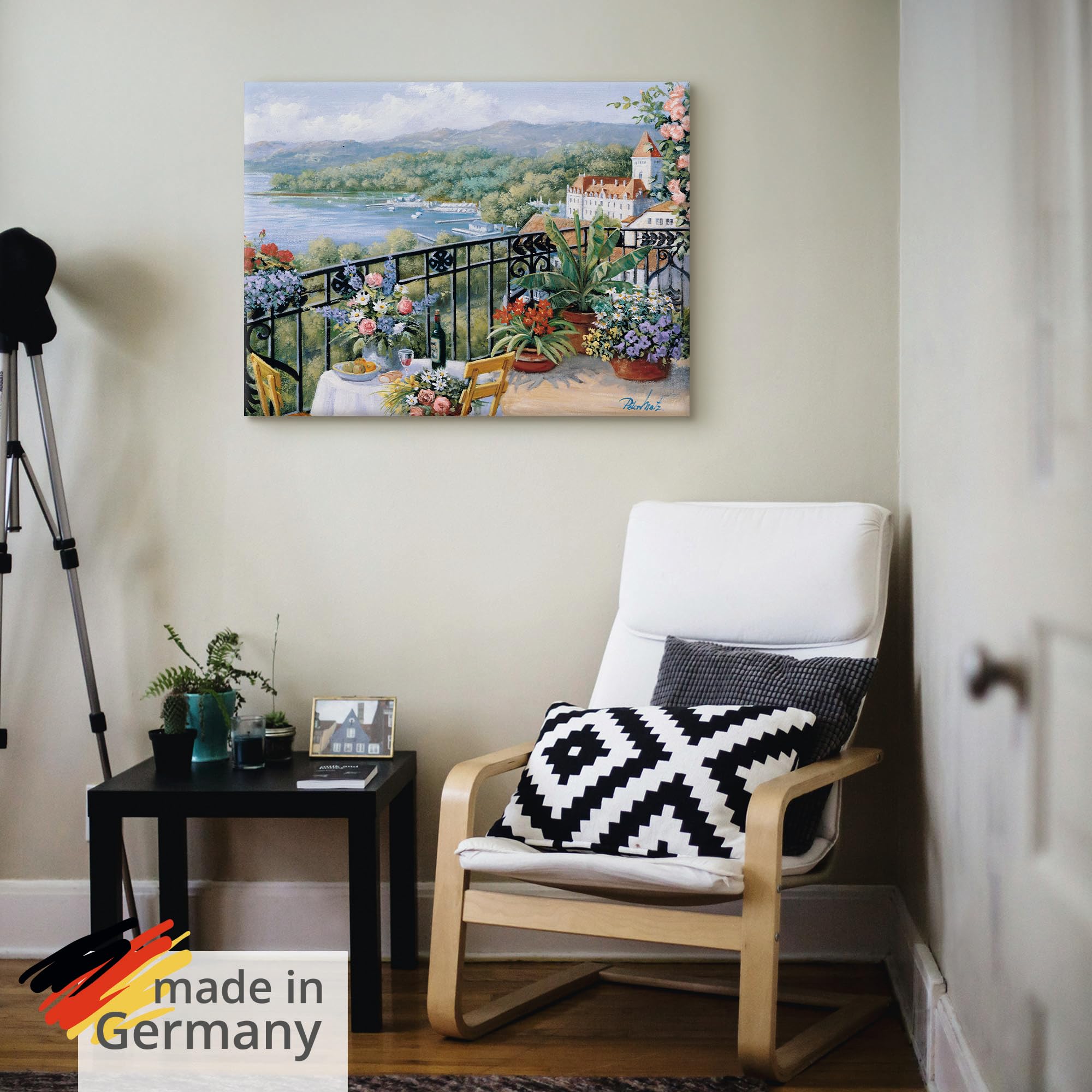 ARTLAND Wanddeko Leinwand Bilder Wandbild 80 x 60 cm Landschaften Garten Malerei Grün Unvergessliche Aussicht B0TL