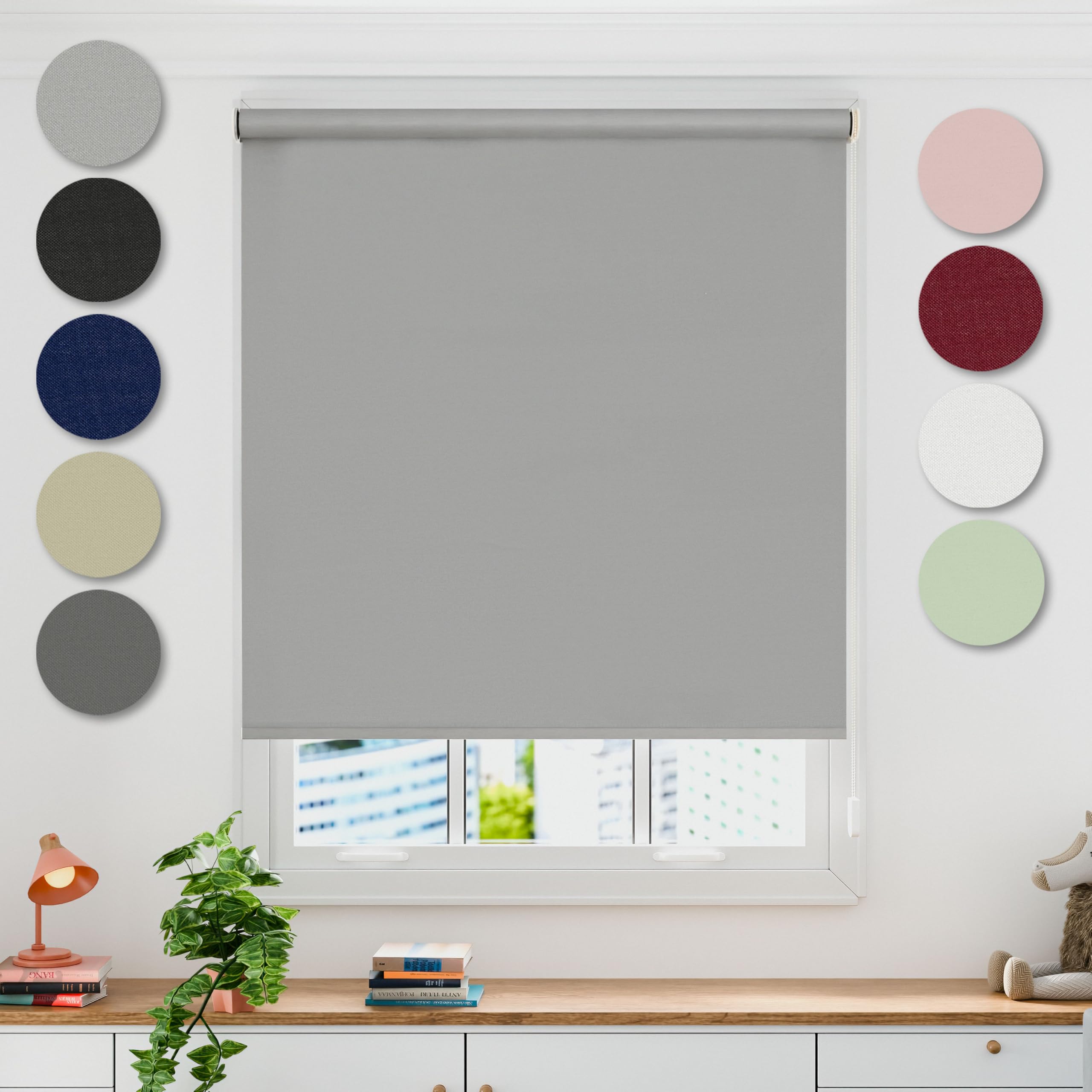 Emma Barclay Blackout Roller Blind in Grey - Width 120 x Drop 165cm