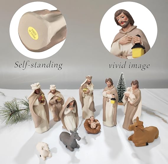 Nativity Set for Christams Indoor - 10 Pcs Nativity Scene Statues