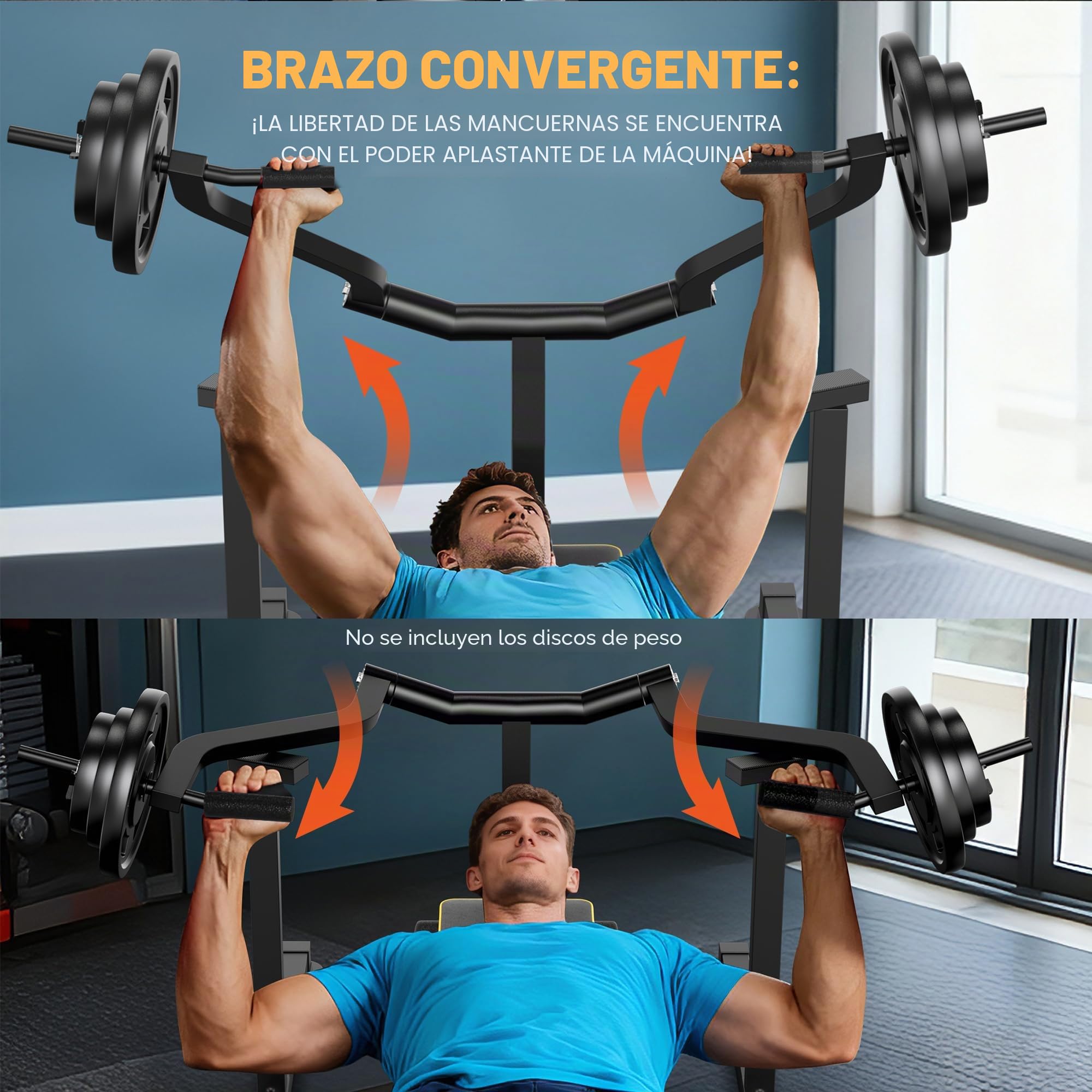 Máquina de press de banca con palanca, capacidad de carga de 400 kg, press de pecho con brazos independientes, estación de fuerza cargada con placas para entrenamiento en casa sin ayudante
