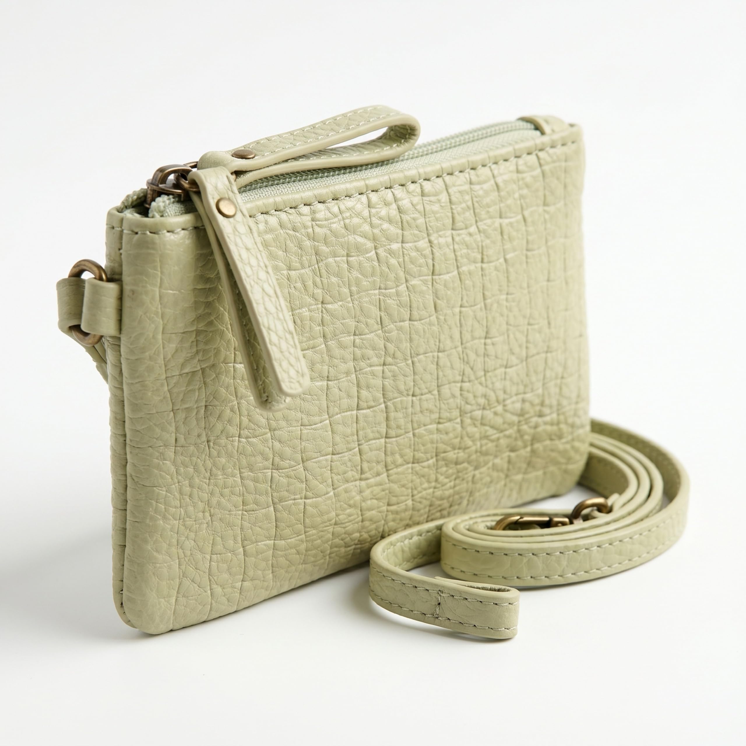 Bolso de Verano Mujer - Bolso Rafia Mujer con Detalles en Verde - Bolso Mimbre - Monedero a Juego - Cesta de Playa con Cremallera (Verde)