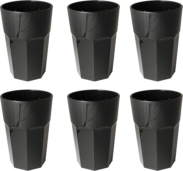 Omada Designerski zestaw szklanek do wody z tworzywa sztucznego, pojemność 42,5 ml, idealnie nadaje się do napojów lub długich napojów, nadaje się do mycia w zmywarce, wyprodukowano we Włoszech, można w stos,