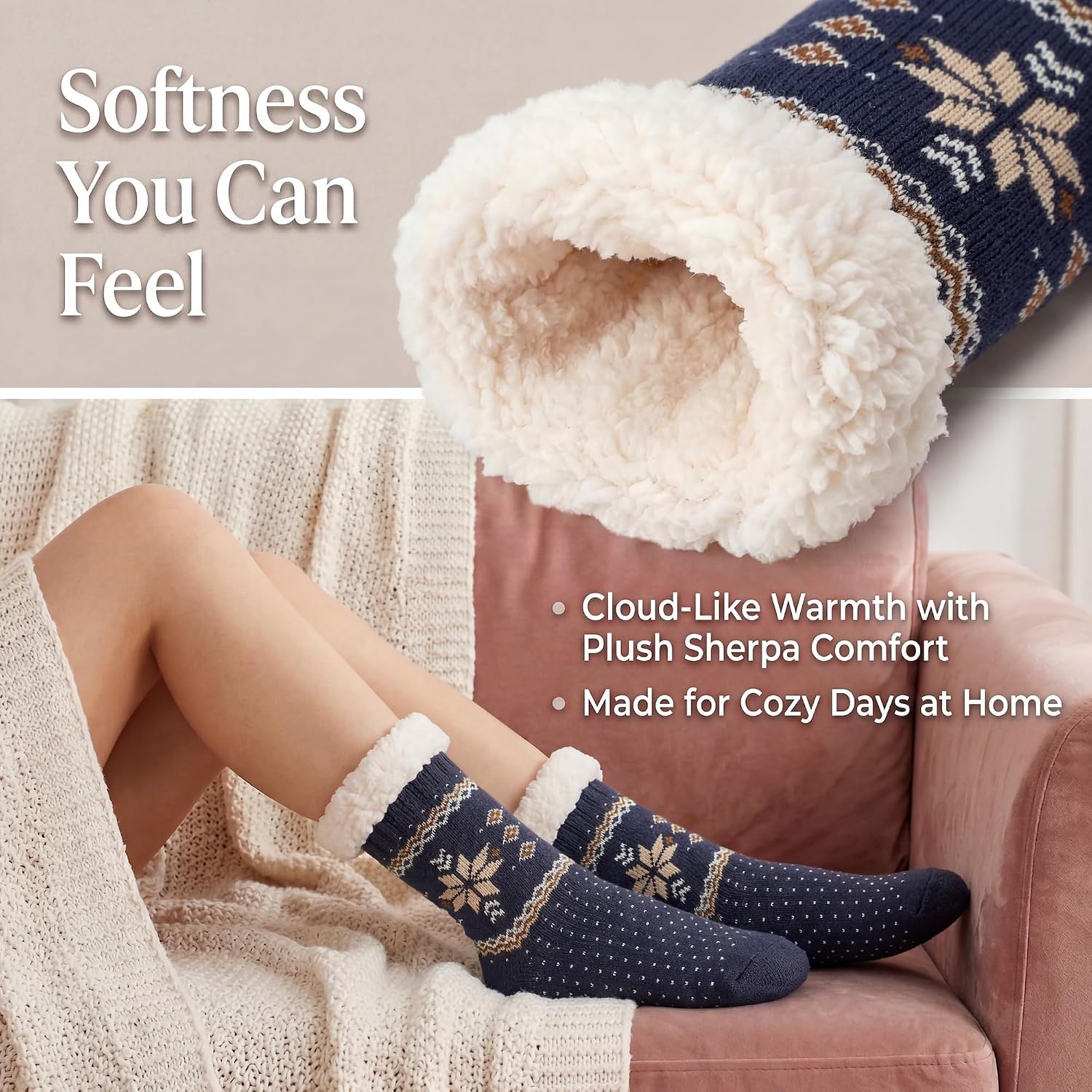 Cozylook Fuzzy Slipper Socks for Women with Grips, Cozy Winter Gifts image 5