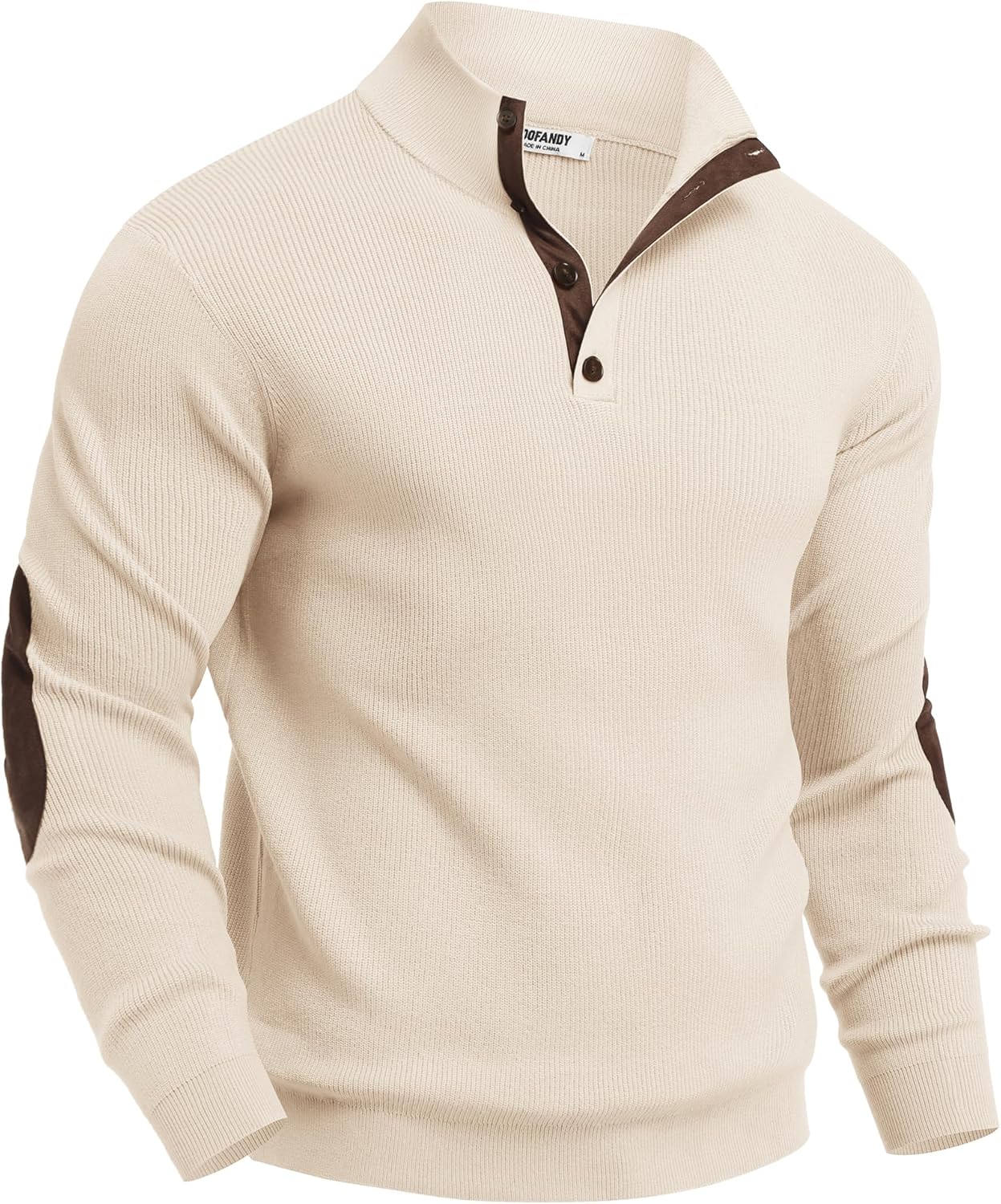 COOFANDY Mens Pullover Sweaters Long Sleeve Knit Quarter Button Sweater Mock Neck Casual Henley Sweater