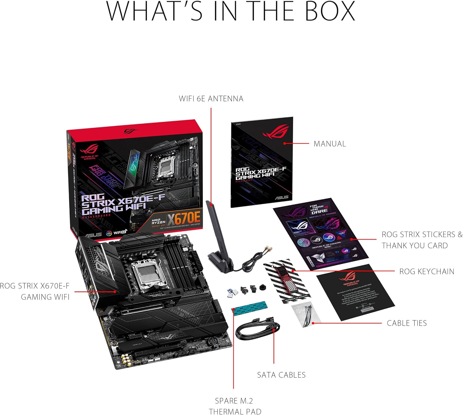 ASUS ROG Strix X670E-F Gaming WIFI6E Socket AM5 (LGA 1718) Ryzen 7000 Gaming Motherboard(PCIe 5.0, DDR5,16 + 2 Power Stages,Four M.2 Slots with heatsinks,USB 3.2 Gen 2x2,AI Cooling II, and Aura Sync)