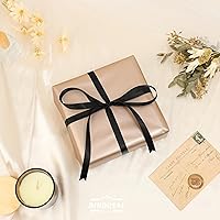 Vista 4 de Cinta negra de satén de 1/2 pulgada para envolver regalos, arreglos florales, manualidades, invitación para despedida de soltera, 50 yardas