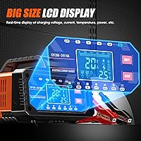 Vista 4 de Cargador de batería de coche 20A 12V/24V Corriente ajustable 0.5A-20A LiFePO4 Mantenedor de batería completamente automático, cargador inteligente