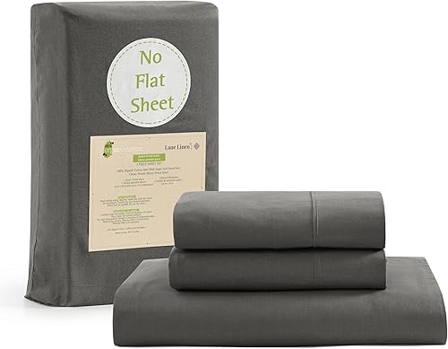 Juego de sábanas bajeras 100 % algodón orgánico, tamaño Queen, juego de 3 piezas (1 sábana bajera, 2 fundas de almohada), tejido de percal ultra