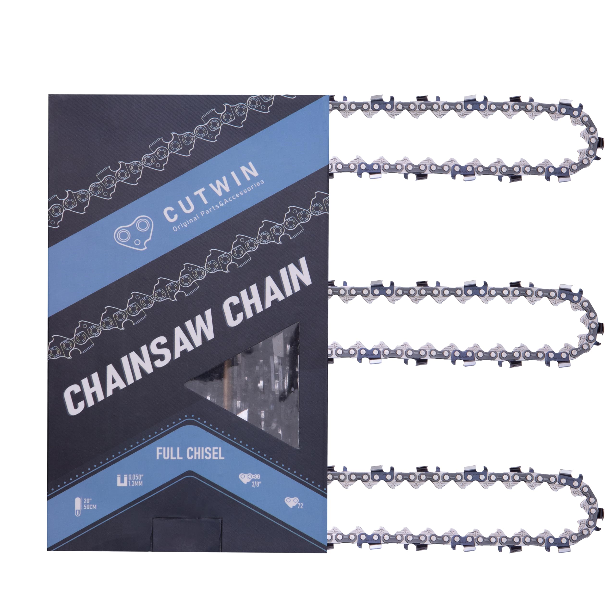Cutwin 20 inch full chisel chainsaw chain 3 pack