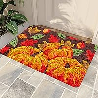 Vista 7 de kingsea Kit de gancho de pestillo para alfombra de hilo de ganchillo de Acción de Gracias con patrón impreso para adolescentes, kit de gancho