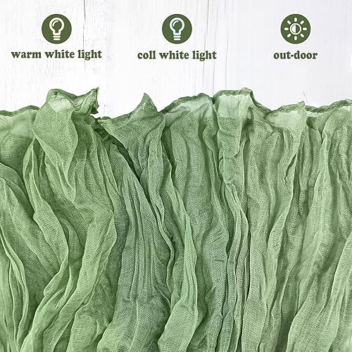 Miniatura 4 de 6 piezas de gasa de gasa verde salvia, camino de mesa de gasa de 10 pies, a granel, 35 x 120 pulgadas, camino de mesa rústico bohemio para boda,