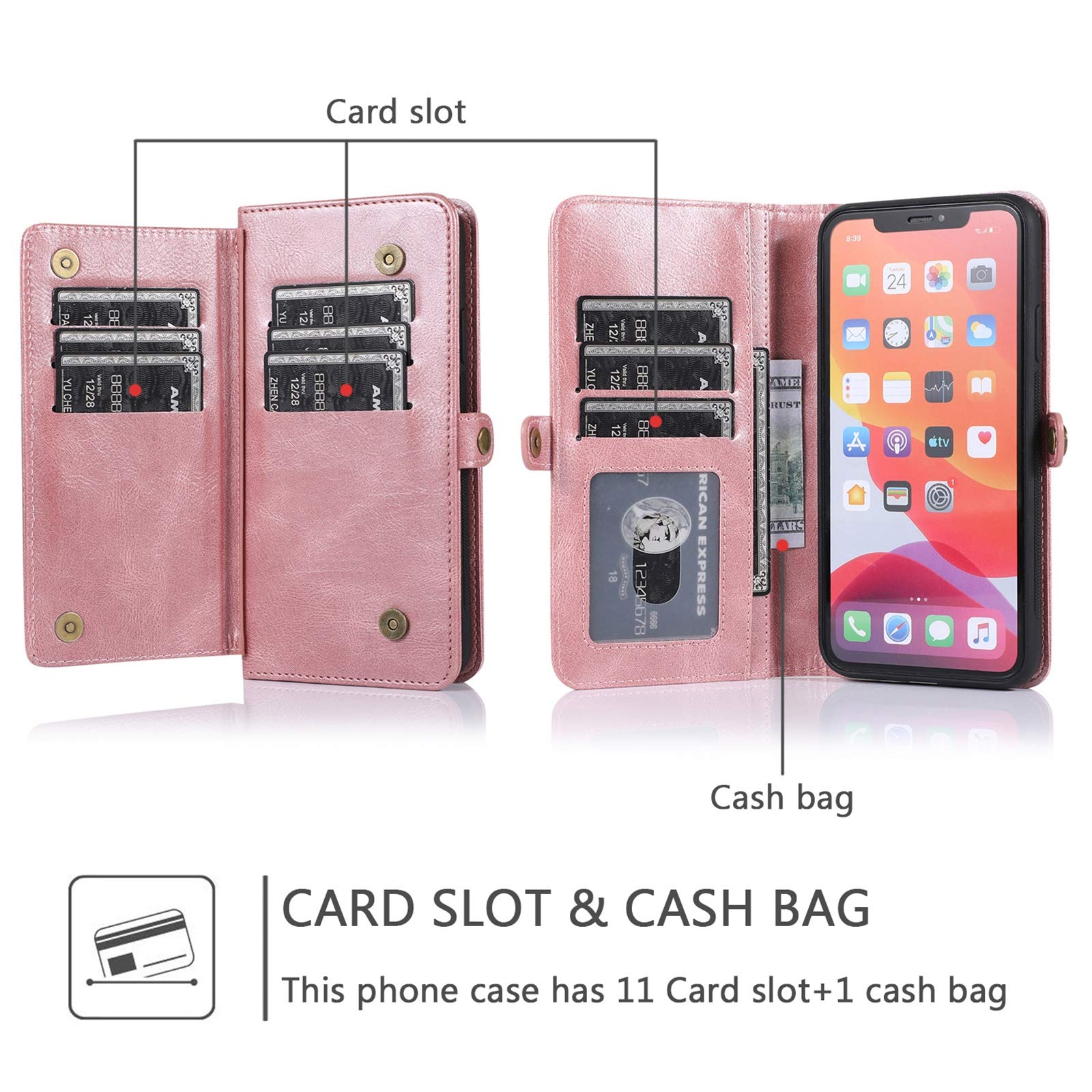 OCASE mobiele telefoonhoesje voor iPhone Air Hoesje Afneembaar 2-in-1 Magnetisch Premium PU-leer Klaphoesje Draadloos opladen Kaartvak RFID Standfunctie Beschermhoes voor iPhone Air – Zwart