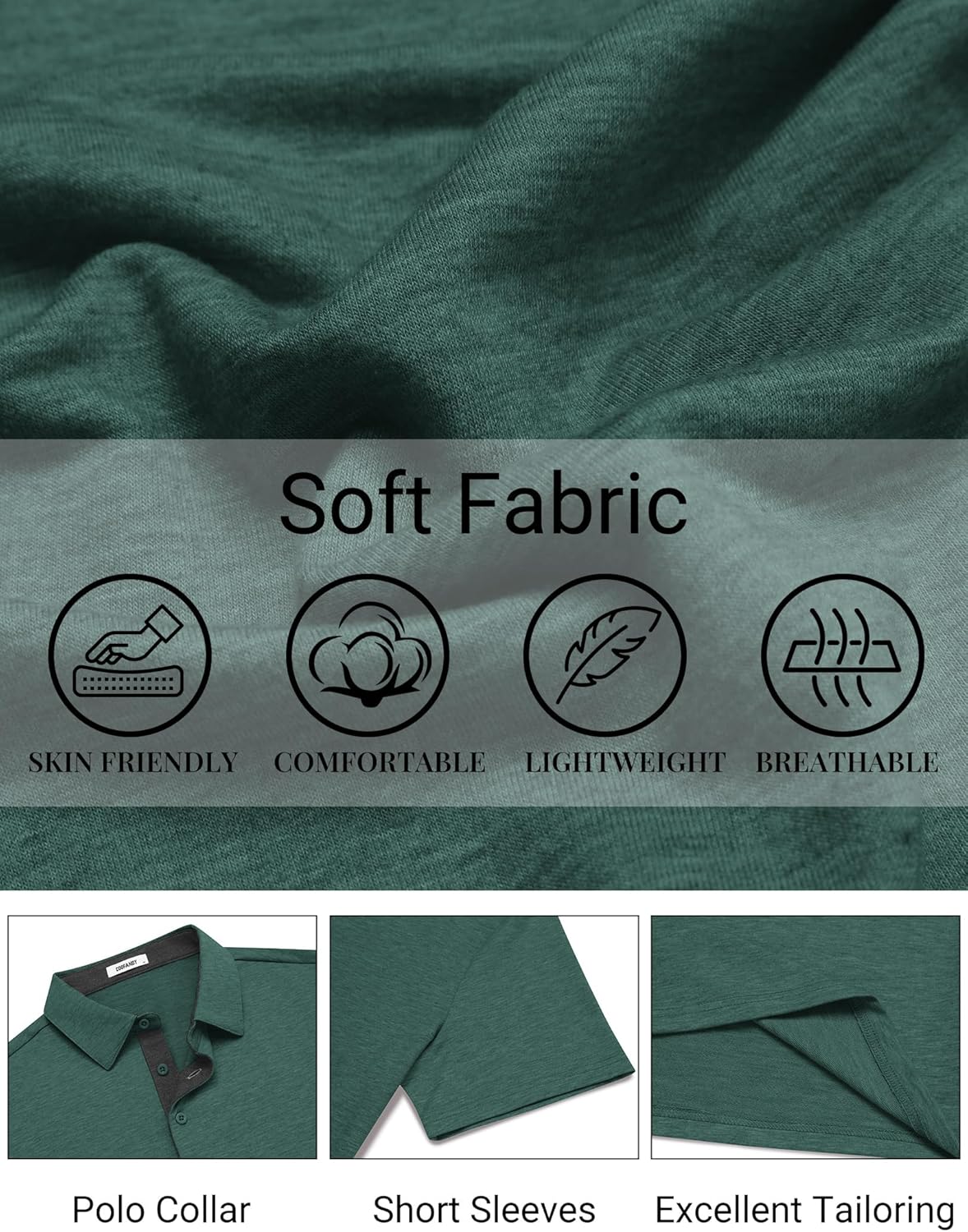 COOFANDY Mens Polo Shirts Short Sleeve Casual Summer Polo Tee Classic Collared Golf Stylish Tops - Image 5