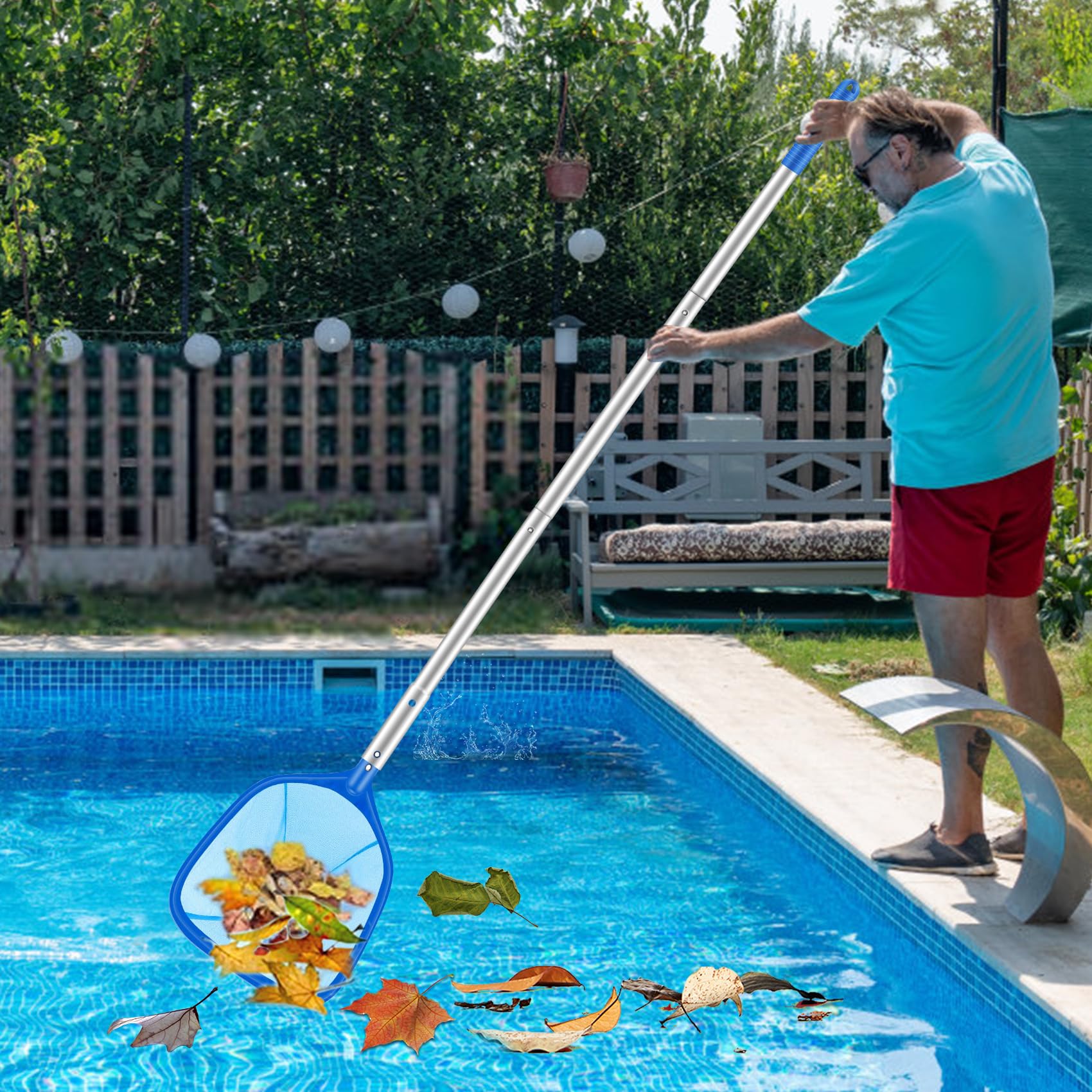 TTCOTOKE Épuisette De Surface Piscine Réglable 3 Sections - Filet Nettoyage Piscine Spa Étang Algues