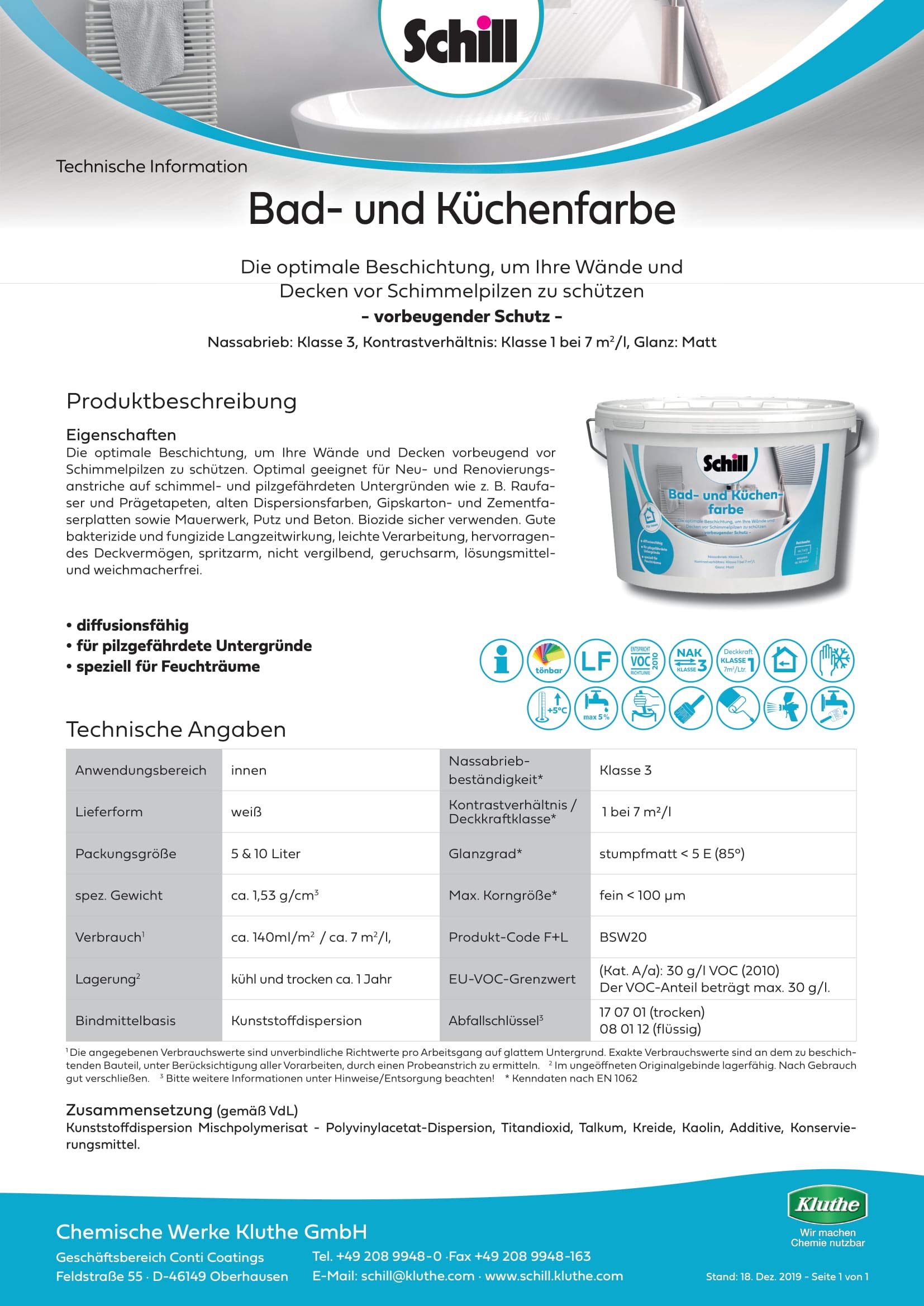 Schill Bad- und Küchenfarbe 5 Liter